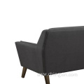 Living Room Two Seat Grey Fabric Leisure Sofa with Solid Wood Legs